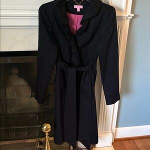 Lilly Pulitzer Black Coat with Pink Interior